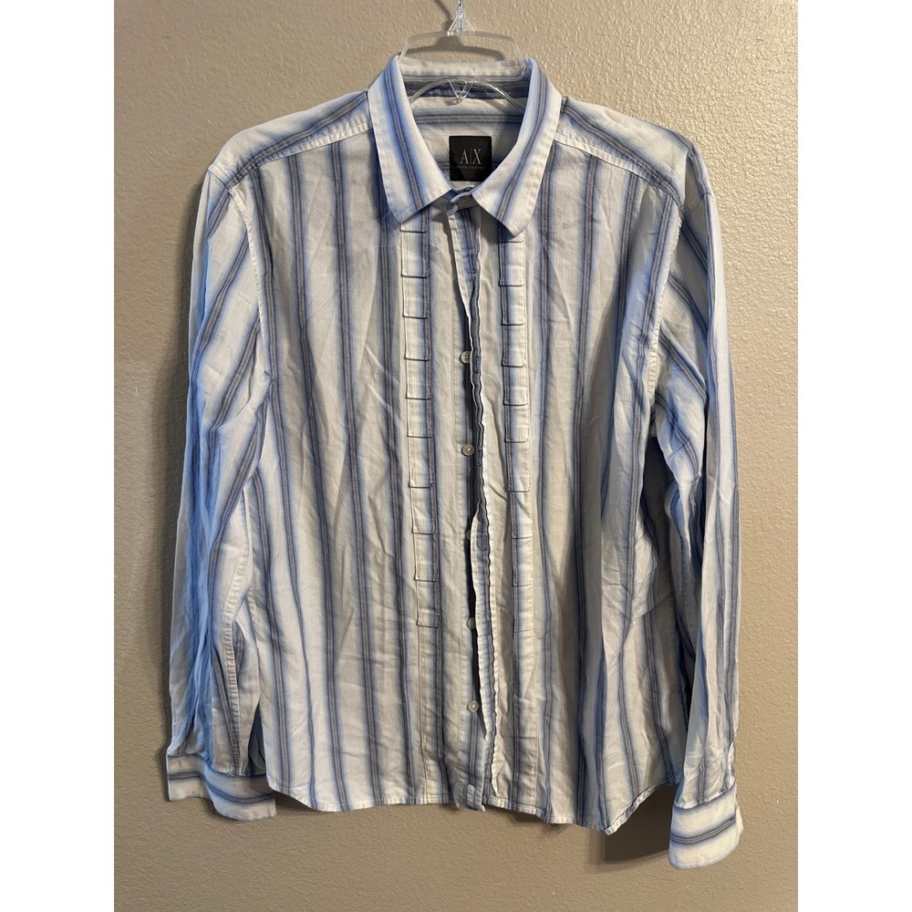Armani Exchange AX Mens Button Down Shirt Long Sleeve Striped Casual